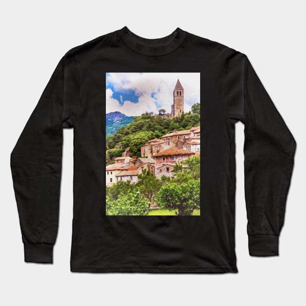 Olargues Village in Southern France Long Sleeve T-Shirt by IanWL